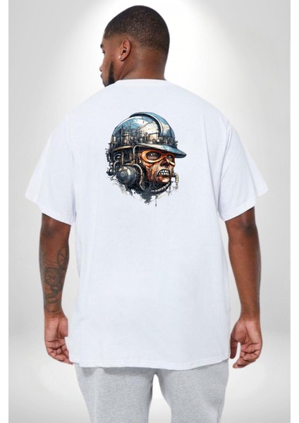 Kafamın Içindeki Lağım Büyük Beden Beyaz Tişört Kadın Erkek Ünisex Sırt Baskılı