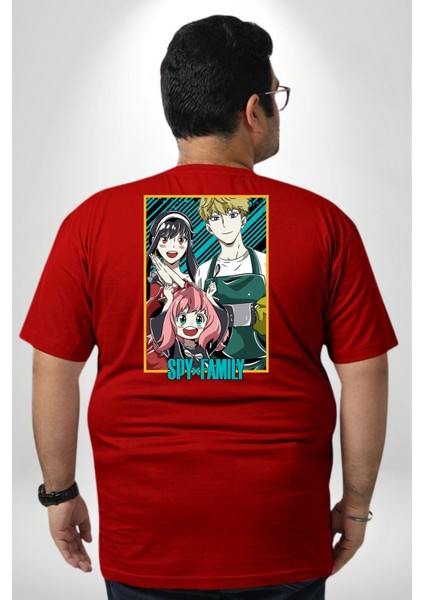 Spy X Family Anime Özel Tasarım Büyük Beden Kırmızı Tişört Kadın Erkek Ünisex Sırt Baskılı
