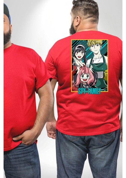 Spy X Family Anime Özel Tasarım Büyük Beden Kırmızı Tişört Kadın Erkek Ünisex Sırt Baskılı fiyatları