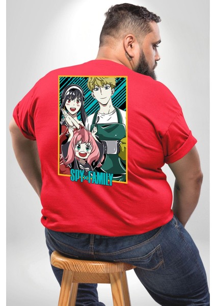 Spy X Family Anime Özel Tasarım Büyük Beden Kırmızı Tişört Kadın Erkek Ünisex Sırt Baskılı fırsatları