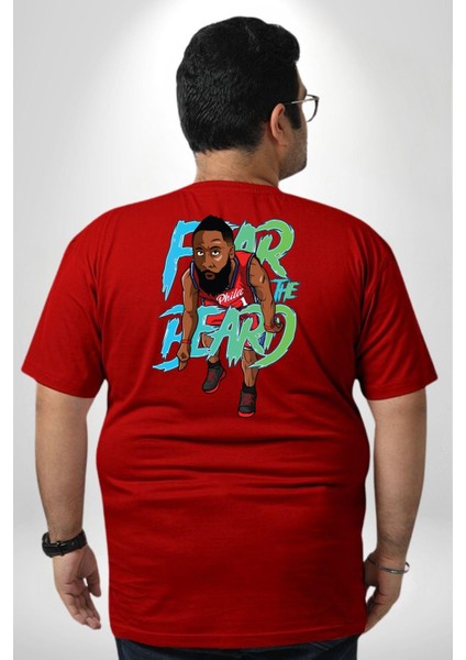 Sakaldan Korkmak Yazılı Basketbol James Harden Star Büyük Beden Kırmızı Tişört Kadın Erkek Ünisex Sırt Baskılı