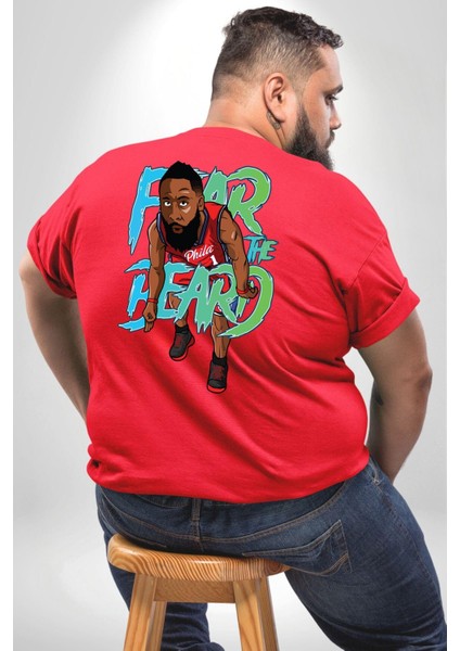 Sakaldan Korkmak Yazılı Basketbol James Harden Star Büyük Beden Kırmızı Tişört Kadın Erkek Ünisex Sırt Baskılı fırsatları