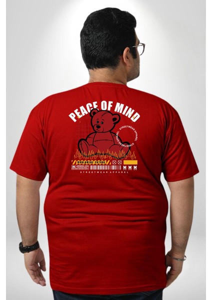 Iç Huzur Büyük Beden Kırmızı Tişört Kadın Erkek Ünisex Sırt Baskılı