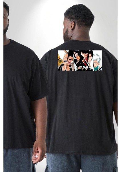Bleach Anime Büyük Beden Siyah Tişört Kadın Erkek Ünisex Sırt Baskılı fiyatları