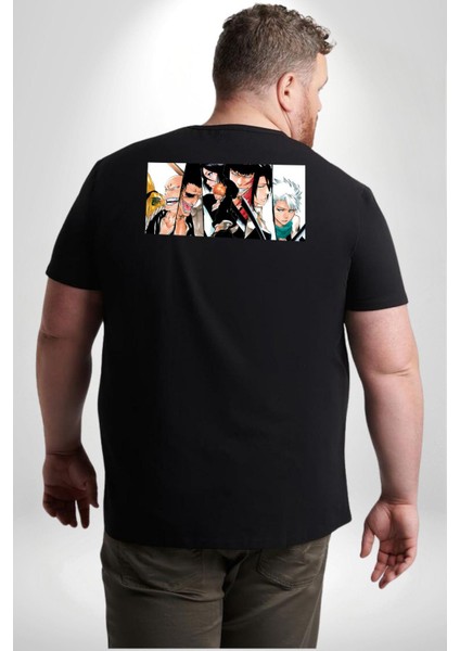 Bleach Anime Büyük Beden Siyah Tişört Kadın Erkek Ünisex Sırt Baskılı fırsatları