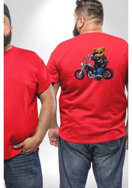 Kask Güneş Gözlüğü Motor Ayı Büyük Beden Kırmızı Tişört Kadın Erkek Ünisex Sırt Baskılı fiyatları