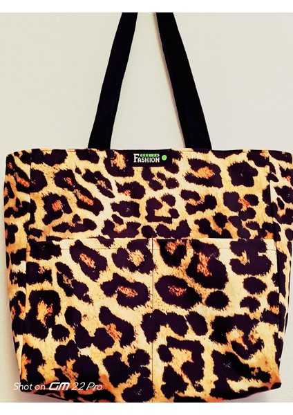 Leopar Desenli Böyük Boy Tote Çanta. Su Geçirmez Yapıdadır.