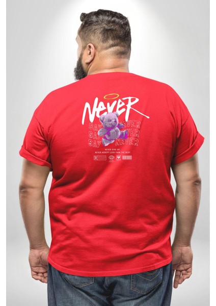 Asla Asla Deme Büyük Beden Kırmızı Tişört Kadın Erkek Ünisex Sırt Baskılı fırsatları