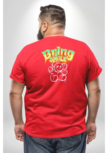 Beyin Gülüşü Büyük Beden Kırmızı Tişört Kadın Erkek Ünisex Sırt Baskılı fırsatları