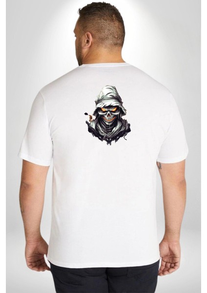 Kasaba Kurukafa Ninja Büyük Beden Beyaz Tişört Kadın Erkek Ünisex Sırt Baskılı fırsatları