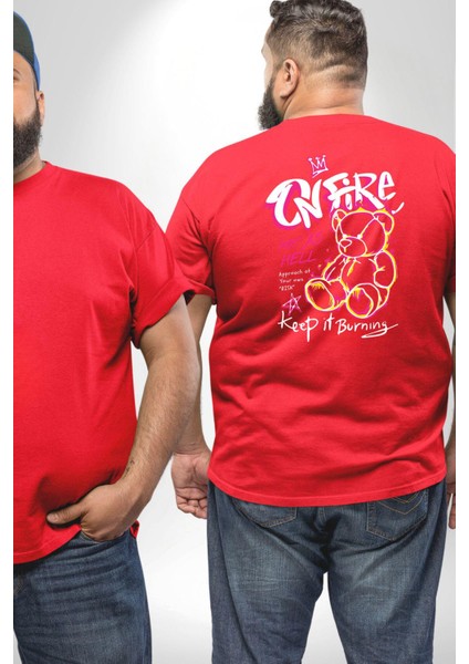 Yanmaya Devam Edecek Kadar Sıcak Büyük Beden Kırmızı Tişört Kadın Erkek Ünisex Sırt Baskılı fiyatları