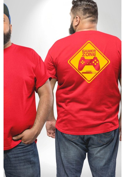 Game Oyun Alanı Büyük Beden Kırmızı Tişört Kadın Erkek Ünisex Sırt Baskılı fiyatları