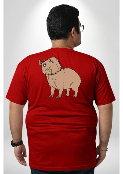 Chispi Büyük Beden Kırmızı Tişört Kadın Erkek Ünisex Sırt Baskılı fırsatları