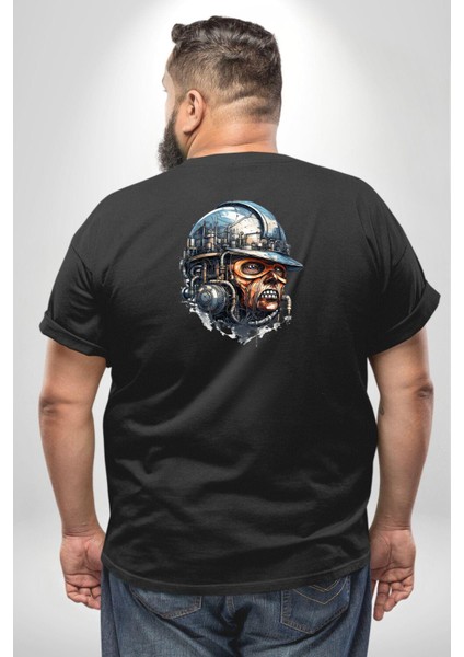 Kafamın Içindeki Lağım Büyük Beden Siyah Tişört Kadın Erkek Ünisex Sırt Baskılı