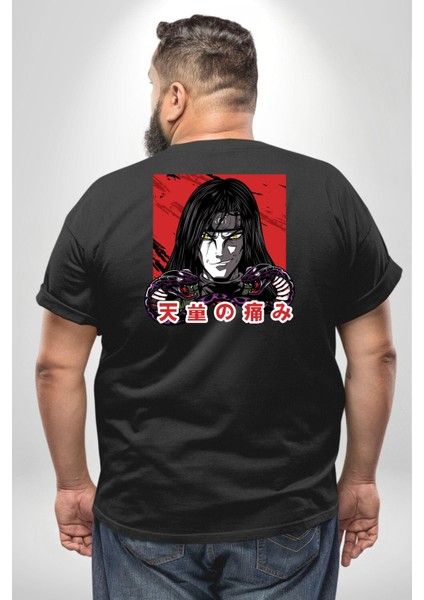 Orochimaru Anime Büyük Beden Siyah Tişört Kadın Erkek Ünisex Sırt Baskılı