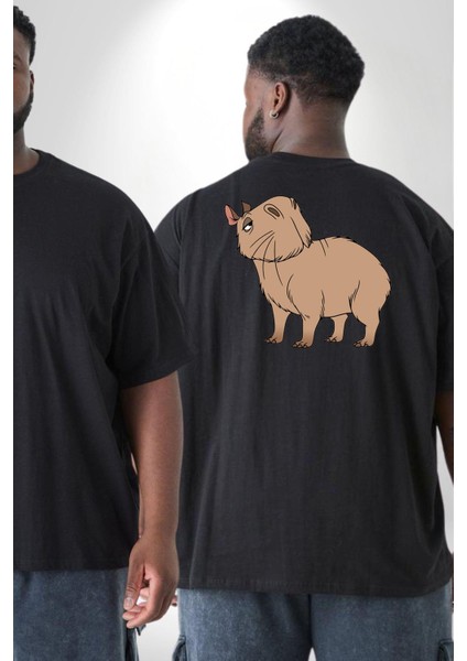 Chispi Büyük Beden Siyah Tişört Kadın Erkek Ünisex Sırt Baskılı fiyatları