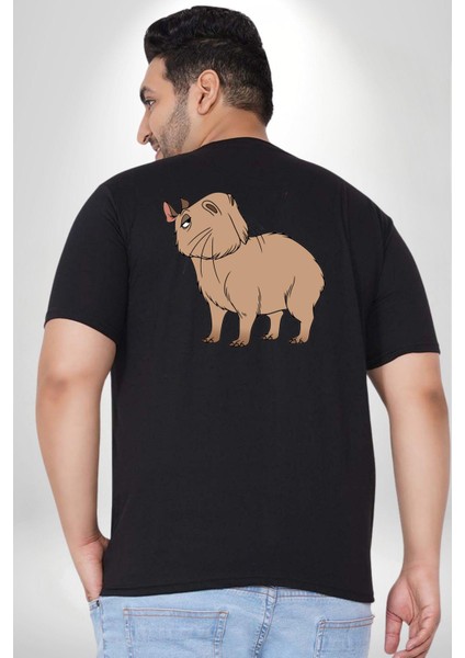 Chispi Büyük Beden Siyah Tişört Kadın Erkek Ünisex Sırt Baskılı fırsatları