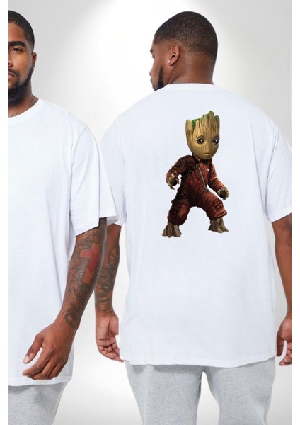 Bebek Groot Guardians Galaxy Büyük Beden Beyaz Tişört Kadın Erkek Ünisex Sırt Baskılı fiyatları
