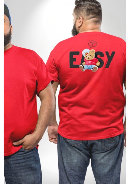 Teddy Boşver Tasarımı Büyük Beden Kırmızı Tişört Kadın Erkek Ünisex Sırt Baskılı fiyatları
