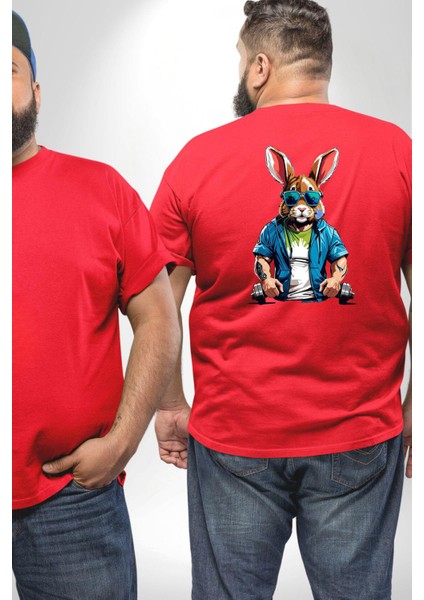 Halter Spor Güneş Gözlüüğü Tavşan Büyük Beden Kırmızı Tişört Kadın Erkek Ünisex Sırt Baskılı fiyatları