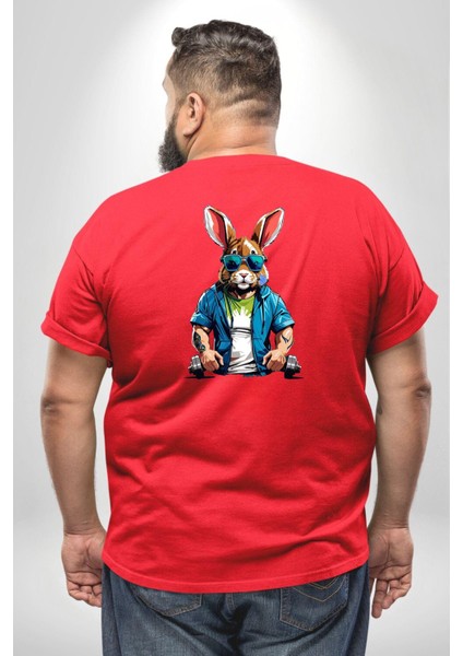 Halter Spor Güneş Gözlüüğü Tavşan Büyük Beden Kırmızı Tişört Kadın Erkek Ünisex Sırt Baskılı fırsatları