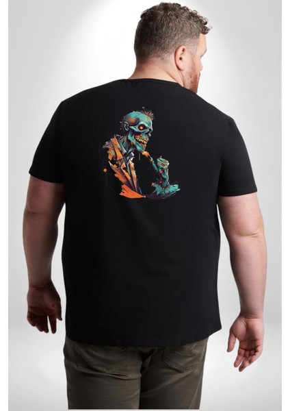 Zombi Iskelet Kendine Yumruk Büyük Beden Siyah Tişört Kadın Erkek Ünisex Sırt Baskılı fırsatları