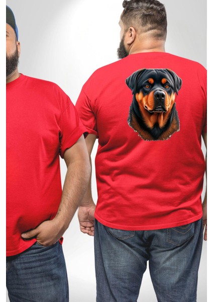 Rottweiler A Secere Büyük Beden Kırmızı Tişört Kadın Erkek Ünisex Sırt Baskılı fiyatları
