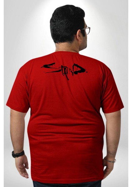 Staind Büyük Beden Kırmızı Tişört Kadın Erkek Ünisex Sırt Baskılı