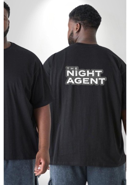 The Night Agent Büyük Beden Siyah Tişört Kadın Erkek Ünisex Sırt Baskılı fiyatları