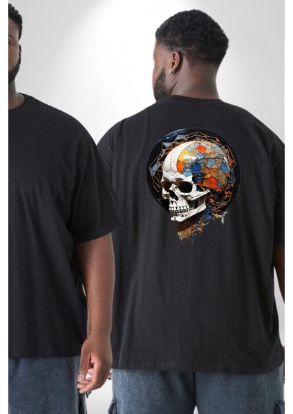 Kuru Kafa Kristal Büyük Beden Siyah Tişört Kadın Erkek Ünisex Sırt Baskılı fiyatları