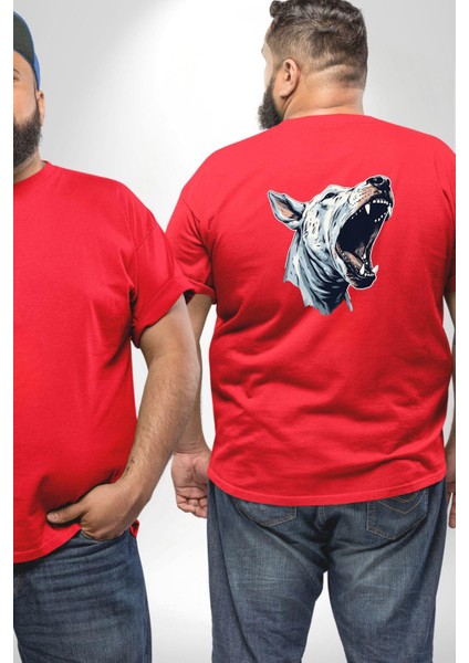 Bull Terier Köpek Havlama Büyük Beden Kırmızı Tişört Kadın Erkek Ünisex Sırt Baskılı fiyatları