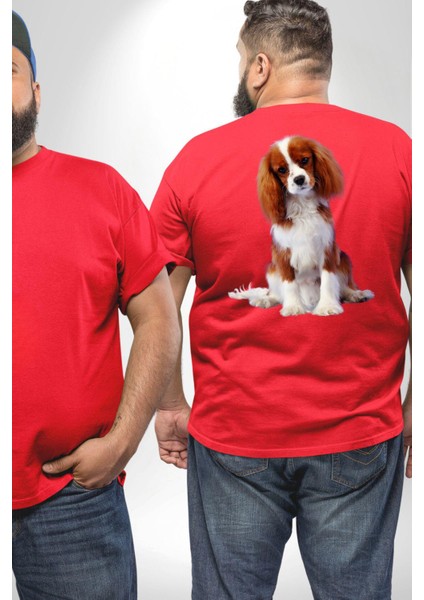 Cavalier King Charles Spaniel Büyük Beden Kırmızı Tişört Kadın Erkek Ünisex Sırt Baskılı fiyatları