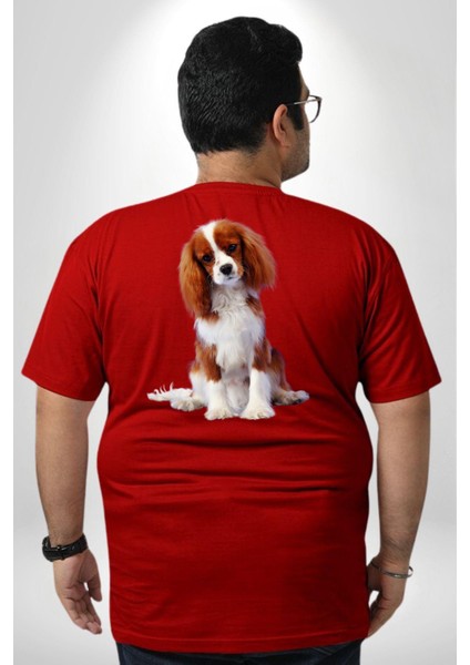 Cavalier King Charles Spaniel Büyük Beden Kırmızı Tişört Kadın Erkek Ünisex Sırt Baskılı fırsatları
