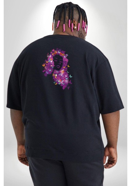 Kelebekler Kanser Günü Ve Kadınlar Günü Büyük Beden Siyah Tişört Kadın Erkek Ünisex Sırt Baskılı fırsatları