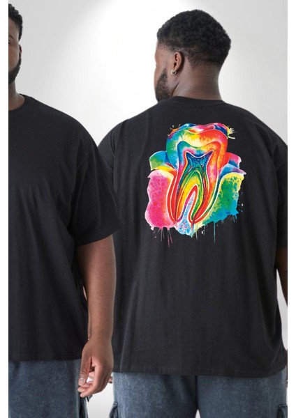 Diş Doktoru Diş Anatomisi Özel Tasarım Büyük Beden Siyah Tişört Kadın Erkek Ünisex Sırt Baskılı fiyatları