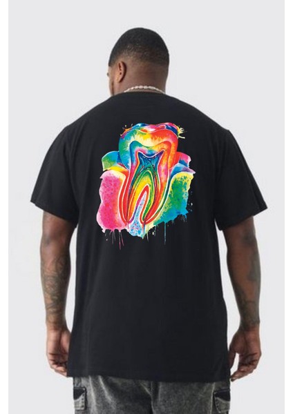 Diş Doktoru Diş Anatomisi Özel Tasarım Büyük Beden Siyah Tişört Kadın Erkek Ünisex Sırt Baskılı fırsatları