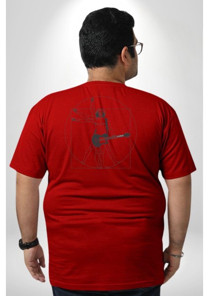 Anatomy Gitar Leonardo Büyük Beden Kırmızı Tişört Kadın Erkek Ünisex Sırt Baskılı fırsatları