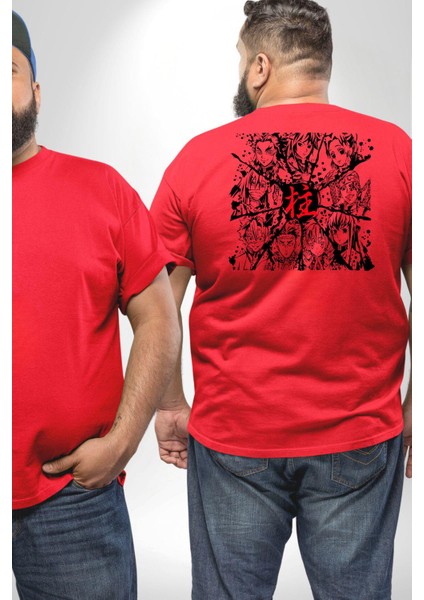 Anime Demon Slayer Hashira Büyük Beden Kırmızı Tişört Kadın Erkek Ünisex Sırt Baskılı fiyatları
