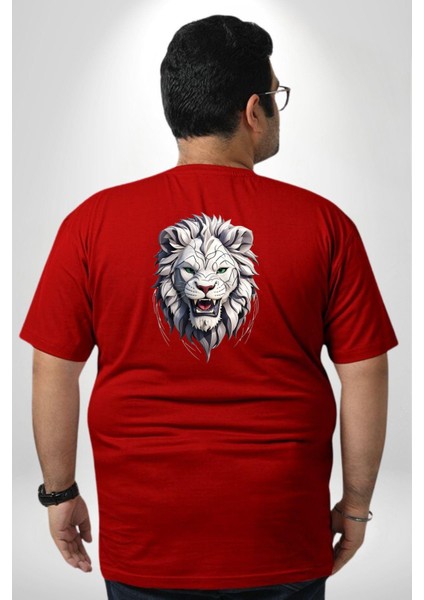 Beyaz Kaplan Kükreme Büyük Beden Kırmızı Tişört Kadın Erkek Ünisex Sırt Baskılı fırsatları