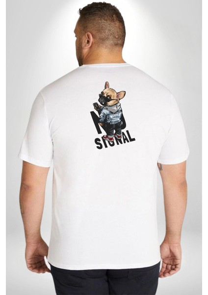 Cep Telefonu No Signal Büyük Beden Beyaz Tişört Kadın Erkek Ünisex Sırt Baskılı