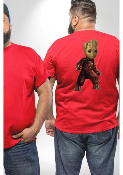 Bebek Groot Guardians Galaxy Büyük Beden Kırmızı Tişört Kadın Erkek Ünisex Sırt Baskılı fiyatları