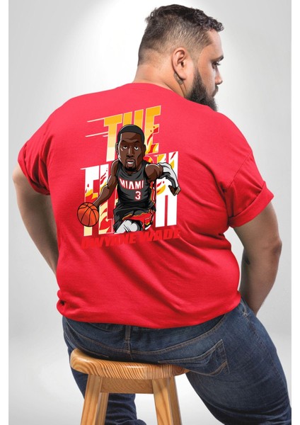 Dwyane Wade Miami Basketbol Büyük Beden Kırmızı Tişört Kadın Erkek Ünisex Sırt Baskılı fırsatları