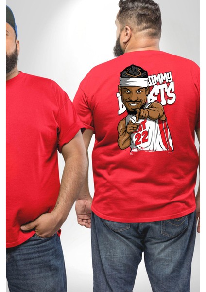 Jimmy Butler Basketbol Büyük Beden Kırmızı Tişört Kadın Erkek Ünisex Sırt Baskılı fiyatları