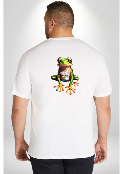 Frog Kurbağa Prens Büyük Beden Beyaz Tişört Kadın Erkek Ünisex Sırt Baskılı fırsatları