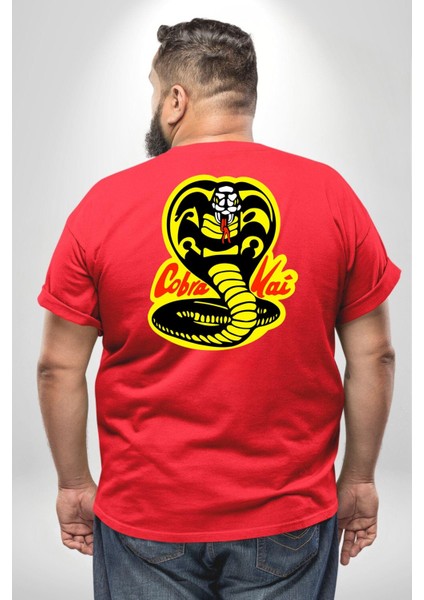 Cobra Kai Karete Çocuk Yılan Logo Dizi Büyük Beden Kırmızı Tişört Kadın Erkek Ünisex Sırt Baskılı fırsatları