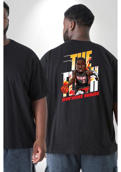 Dwyane Wade Miami Basketbol Büyük Beden Siyah Tişört Kadın Erkek Ünisex Sırt Baskılı fiyatları