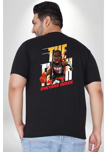 Dwyane Wade Miami Basketbol Büyük Beden Siyah Tişört Kadın Erkek Ünisex Sırt Baskılı fırsatları