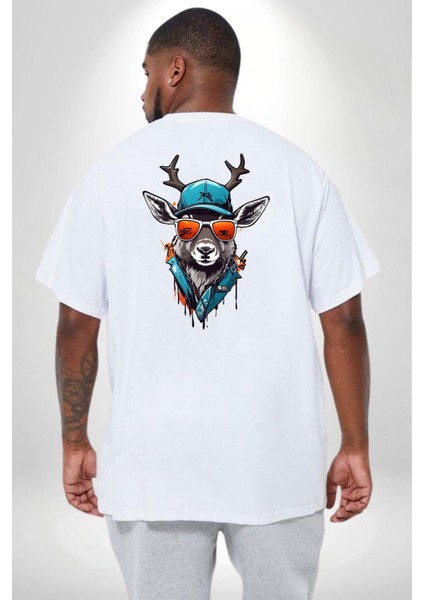 Güneş Gözlüğü Savaşcı Geyik Büyük Beden Beyaz Tişört Kadın Erkek Ünisex Sırt Baskılı fırsatları