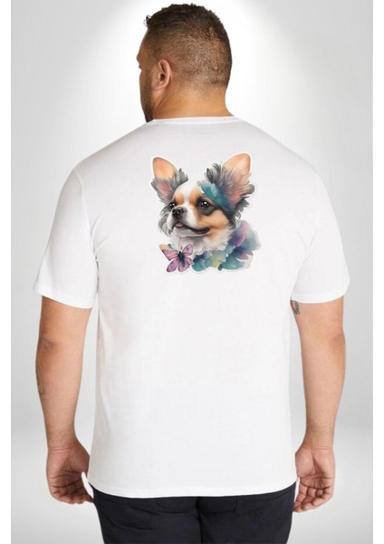 Chihuahua Köpek Büyük Beden Beyaz Tişört Kadın Erkek Ünisex Sırt Baskılı fırsatları