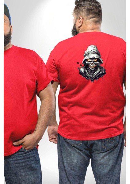 Kasaba Kurukafa Ninja Büyük Beden Kırmızı Tişört Kadın Erkek Ünisex Sırt Baskılı fiyatları